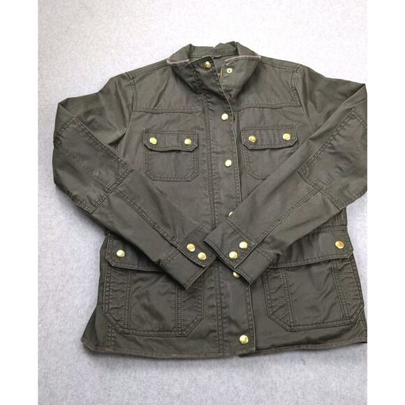 J.Crew Women's SM Downtown Field Jacket Mossy Brown/Green Utility Waxed Cotton - Picture 1 of 16
